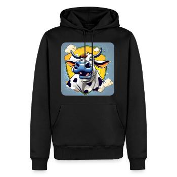 Crazy Cow - Men’s Premium Organic Hoodie - black - Front - Nico (187cm)