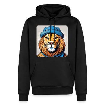 Lion cool avec chapeau - Sweat à capuche Premium bio Homme - noir - Devant - Nico (187cm)