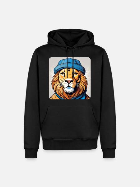 Cool lion with hat - Men’s Premium Organic Hoodie - black