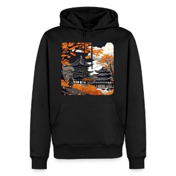 Samurai im Herbst - Männer Premium Bio Hoodie - Schwarz - Vorne - Nico (187cm)
