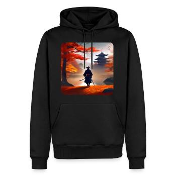 Mysterious ninja with katana sword in autumn - Men’s Premium Organic Hoodie - black - Front - Nico (187cm)