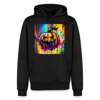 Tête de citrouille d’Halloween effrayante dans le Style Graffiti - Sweat à capuche Premium bio Homme - noir - Devant - Nico (187cm)