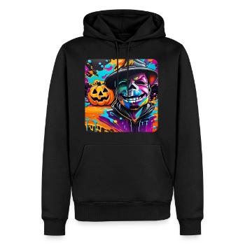 Graffiti Halloween Crâne et Citrouille - Sweat à capuche Premium bio Homme - noir - Devant - Nico (187cm)