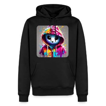 Fantôme mignon dans un sweat à capuche coloré - Sweat à capuche Premium bio Homme - noir - Devant - Nico (187cm)