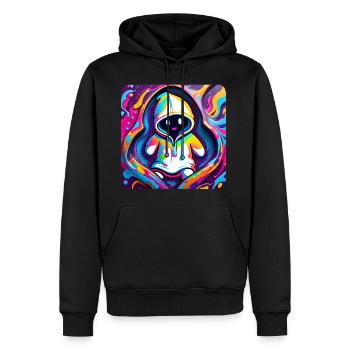 Cooles Graffiti Gespenst mit Hoodie - Männer Premium Bio Hoodie - Schwarz - Vorne - Nico (187cm)
