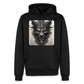 Grimace démoniaque avec des yeux rougeoyants - Sweat à capuche Premium bio Homme - noir - Devant - Nico (187cm)
