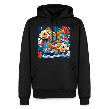 Poisson rouge mignon - Sweat à capuche Premium bio Homme - noir - Devant - Nico (187cm)