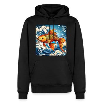 Carpe koï asiatique - Sweat à capuche Premium bio Homme - noir - Devant - Nico (187cm)