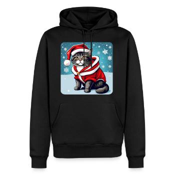 Chat mignon en costume de Noël - Sweat à capuche Premium bio Homme - noir - Devant - Nico (187cm)