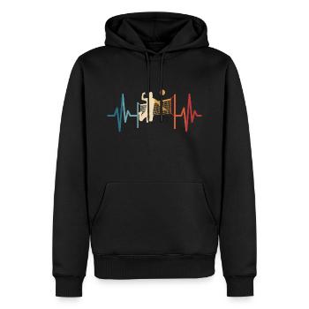 Volley-ball, battement de cœur, joueurs de volley-ball, volley - Sweat à capuche Premium bio Homme - noir - Devant - Nico (187cm)