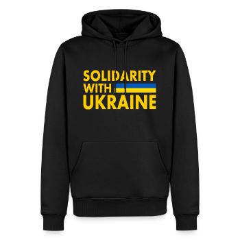 Solidarity with ukraine - Sweat à capuche Premium bio Homme - noir - Devant - Nico (187cm)