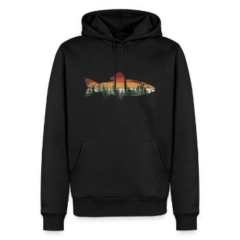 Pêche à la truite Pêche Pêcheur Forêt extérieure - Sweat à capuche Premium bio Homme - noir - Devant - Nico (187cm)