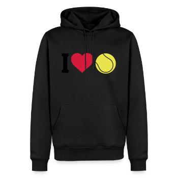 I love tennis j'aime le tennis - Sweat à capuche Premium bio Homme - noir - Devant - Nico (187cm)