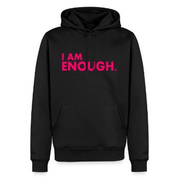 I am enough - Männer Premium Bio Hoodie - Schwarz - Vorne - Nico (187cm)