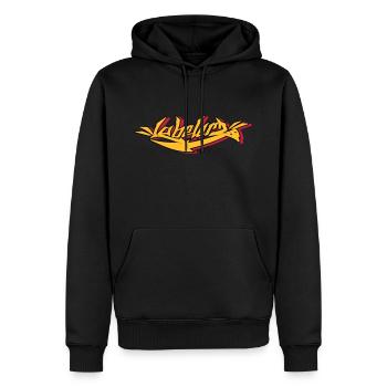 Labelerz Three - Männer Premium Bio Hoodie - Schwarz - Vorne - Nico (187cm)