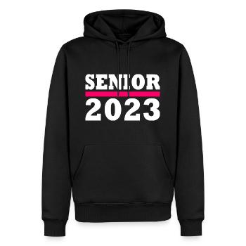 Senior 2023 - Männer Premium Bio Hoodie - Schwarz - Vorne - Nico (187cm)