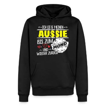 Aussi Australien Shepherd Hund Geschenk Mond - Männer Premium Bio Hoodie - Schwarz - Vorne - Nico (187cm)