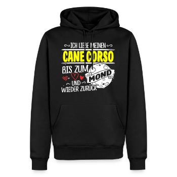 CANE-CORSO - Mond - Männer Premium Bio Hoodie - Schwarz - Vorne - Nico (187cm)