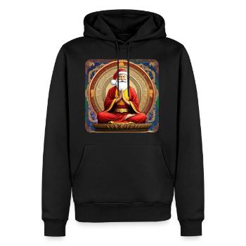 Spiritueller Weihnachtsmann in Buddha Position - Männer Premium Bio Hoodie - Schwarz - Vorne - Nico (187cm)