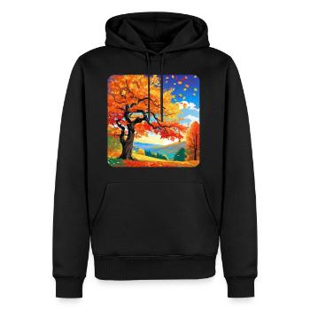 Bunte Herbstlandschaft - Männer Premium Bio Hoodie - Schwarz - Vorne - Nico (187cm)