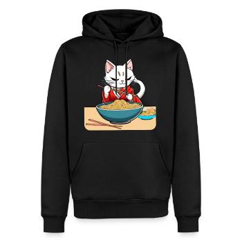 Niedliche asiatische Katze und Ramen Nudeln - Männer Premium Bio Hoodie - Schwarz - Vorne - Nico (187cm)