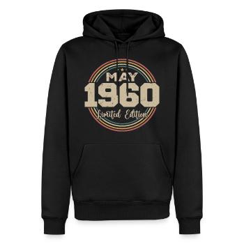 Mai 1960 Vintage Nées En Mai 1960 Anniversaire - Sweat à capuche Premium bio Homme - noir - Devant - Nico (187cm)