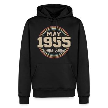 Mai 1955 Vintage Nées En Mai 1955 Anniversaire - Sweat à capuche Premium bio Homme - noir - Devant - Nico (187cm)