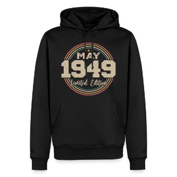 Mai 1949 Vintage Nées En Mai 1949 Anniversaire - Sweat à capuche Premium bio Homme - noir - Devant - Nico (187cm)