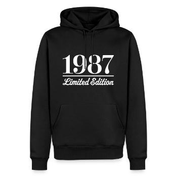1987 Limited Edition - Men’s Premium Organic Hoodie - black - Front - Nico (187cm)