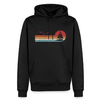 Rétro Voile Sailor Voilier Capitaine - Sweat à capuche Premium bio Homme - noir - Devant - Nico (187cm)