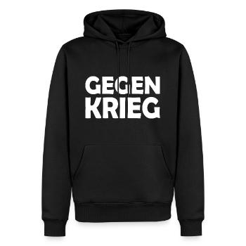 Gegen krieg - Männer Premium Bio Hoodie - Schwarz - Vorne - Nico (187cm)