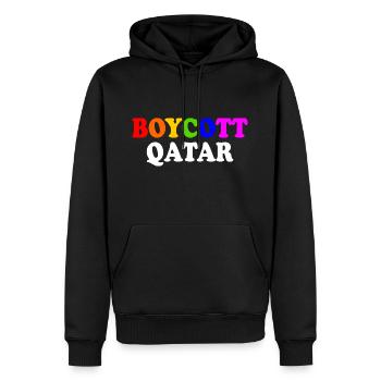 Boycott qatar - Männer Premium Bio Hoodie - Schwarz - Vorne - Nico (187cm)