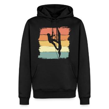 Escalade rétro vintage - Sweat à capuche Premium bio Homme - noir - Devant - Nico (187cm)