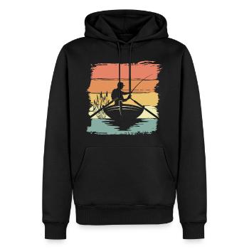 Pêche Pêche rétro vintage - Sweat à capuche Premium bio Homme - noir - Devant - Nico (187cm)