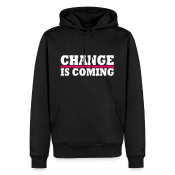 Change is coming - Männer Premium Bio Hoodie - Schwarz - Vorne - Nico (187cm)