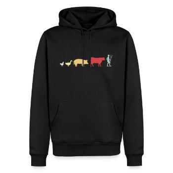 Landwirt Evolution Huhn Schwein Kuh Geschenk Retro - Männer Premium Bio Hoodie - Schwarz - Vorne - Nico (187cm)