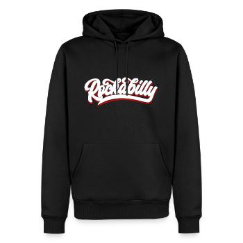 Texte de police Rockabilly - Sweat à capuche Premium bio Homme - noir - Devant - Nico (187cm)