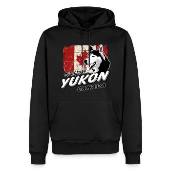 Yukon - Husky - Canada Vintage Flag - Männer Premium Bio Hoodie - Schwarz - Vorne - Nico (187cm)