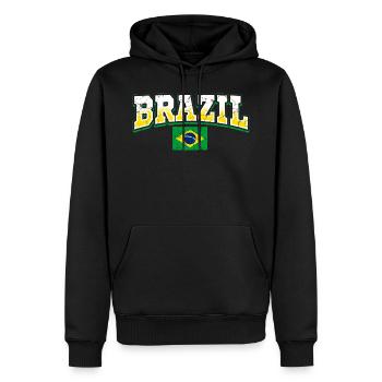 Brasilien Fan - Männer Premium Bio Hoodie - Schwarz - Vorne - Nico (187cm)