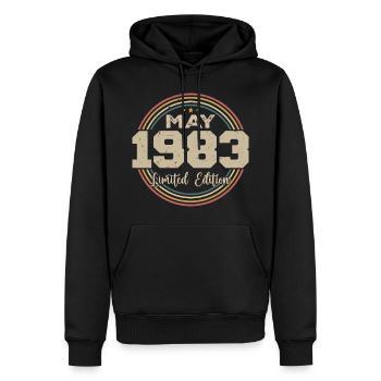 Mai 1983 Vintage Nées En Mai 1983 Anniversaire - Sweat à capuche Premium bio Homme - noir - Devant - Nico (187cm)