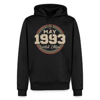 Mai 1993 Vintage Nées En Mai 1993 Anniversaire - Sweat à capuche Premium bio Homme - noir - Devant - Nico (187cm)