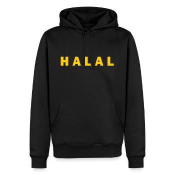 Halal - Männer Premium Bio Hoodie - Schwarz - Vorne - Nico (187cm)