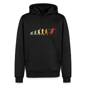 Darwin Evolution für Volleyballer 🏐 - Männer Premium Bio Hoodie - Schwarz - Vorne - Nico (187cm)
