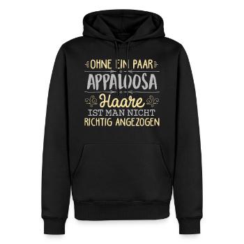 APPALOOSA Haare gehören dazu - Männer Premium Bio Hoodie - Schwarz - Vorne - Nico (187cm)