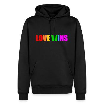 Love wins - Men’s Premium Organic Hoodie - black - Front - Nico (187cm)