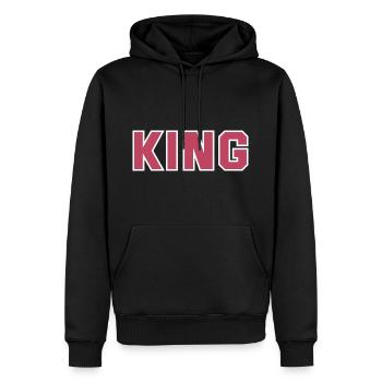 Tenue de couple King rouge - Sweat à capuche Premium bio Homme - noir - Devant - Nico (187cm)