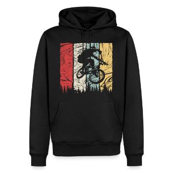 Mountain Bike Bike Cyclist Retro Gift - Men’s Premium Organic Hoodie - black - Front - Nico (187cm)