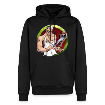 Homme de papa avec le plus beau sourire - cadeau - Sweat à capuche Premium bio Homme - noir - Devant - Nico (187cm)