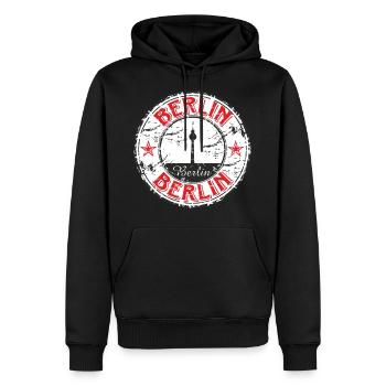 MIX - Deutschland Berlin - Motiv mit Turm in rot - Männer Premium Bio Hoodie - Schwarz - Vorne - Nico (187cm)