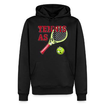 SPD - Tennis Schläger and angry Ball - das Motiv - Männer Premium Bio Hoodie - Schwarz - Vorne - Nico (187cm)